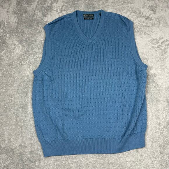 Lyle & Scott Sweater Vest Lot Mens L Blue Navy Excellent Cotton V-Neck Knit - Picture 4 of 15